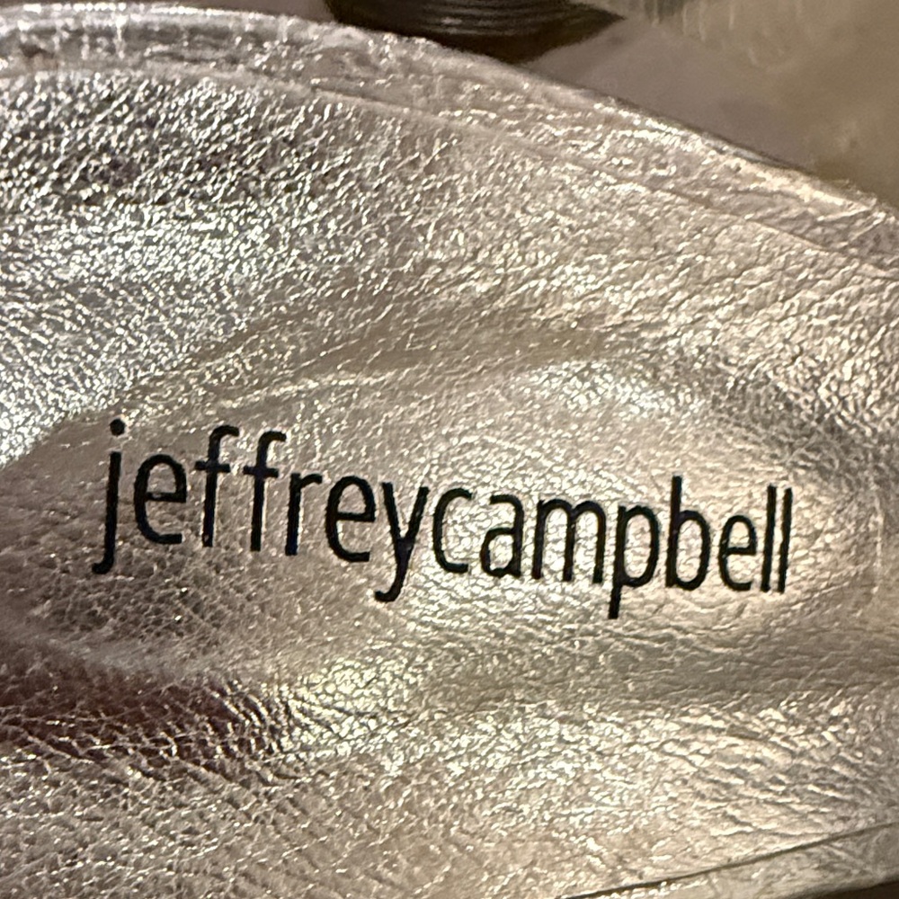Jeffrey Campbell Cecily-2 Shimmering Silver Slingback Heels Size 11 - Picture 13 of 13